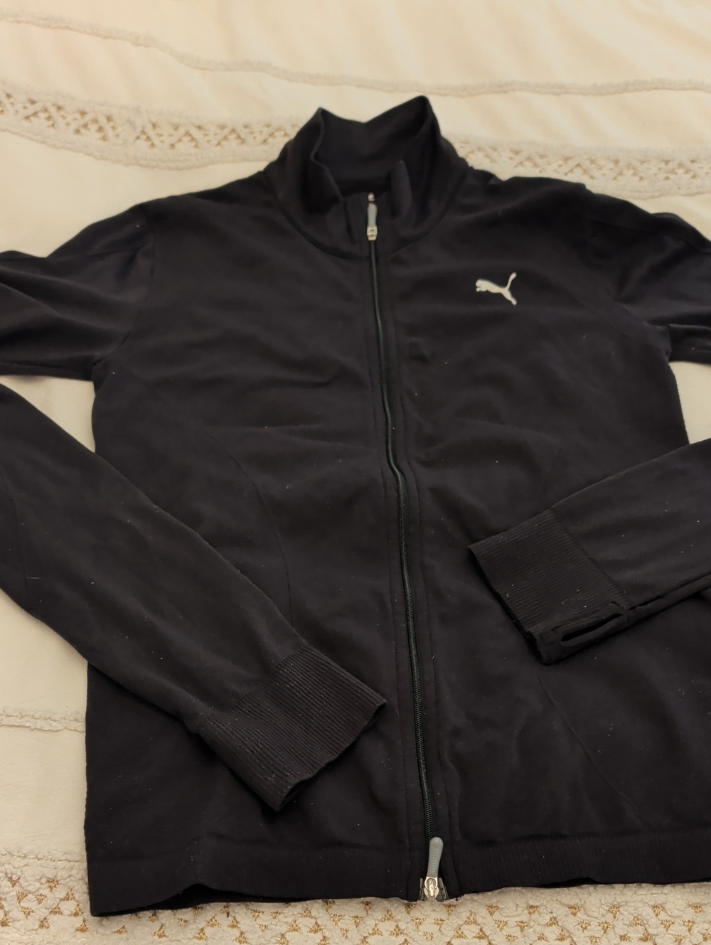 Puma Black Full-Zip Knit Jacket with Logo